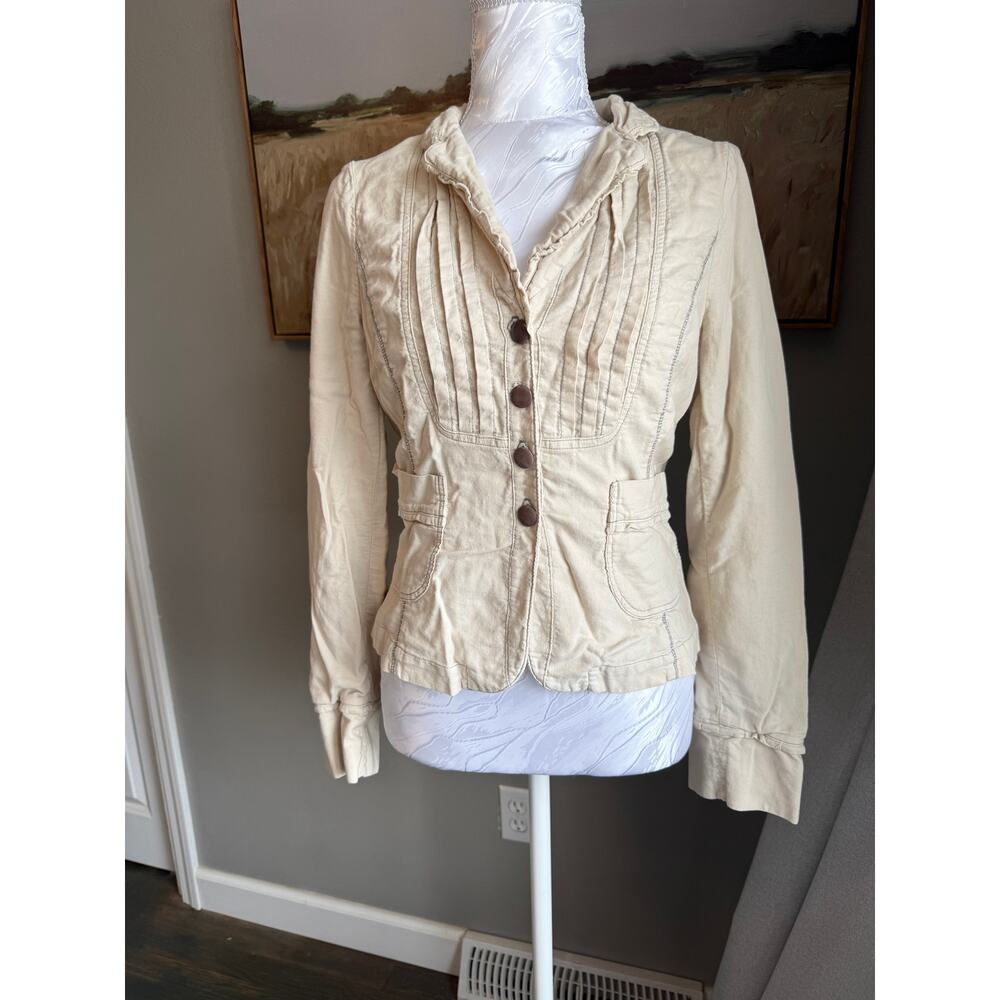 Burning Torch Vintage Beige Pintuck jacket Womens Small